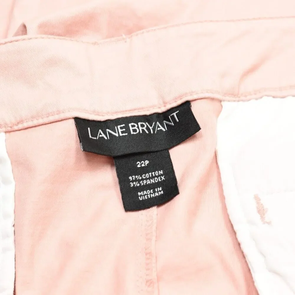 Lane Bryant Women Chino Shorts Solid Zip Cotton Blend Pink Size 22P